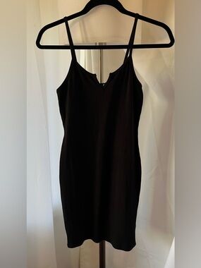 NEW Sleek Black Ribbed Slip Dress